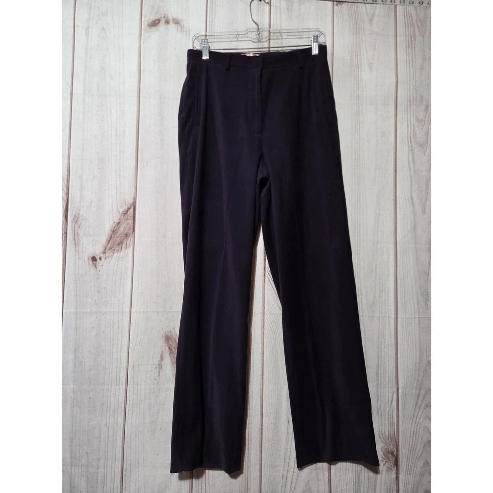 Trousers Etc New York Purple Faux‎ Suede High Rise Straight Leg Pants Womens 8